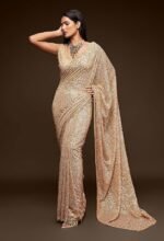 Women's Georgette Heavy Sequins Work Heavy Saree with Blouse (Latest-Sequins-Party-Saree) - Image 4