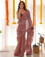 Women Embroidered Saree with Contrast Border