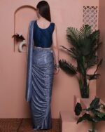 Women Lycra Saree with Blouse Piece - Image 4